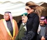 Rania de Jordanie en janvier 2010 lors d'une cérémonie d'adieu à des soldats jordaniens 
