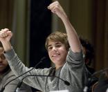 Justin Bieber, lors de la conférence de presse de son film  Never say never , à Toronto (Canada), le mardi 1er février 2011.