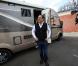 Jean-Luc Delarue repond a des lyceens sur les risques de l'addiction aux drogues lors d'une etape a Tourcoin, France, le 11 mars 2011, dans le cadre de son tour de France en camping-car, visant a sensibiliser les jeunes aux dangers de l'addiction.