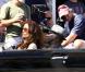 Michael Clarke Duncan et Saffron Burrows en plein tournage de The Locator, le spin-off de Bones, à Miami le 25 février 2011