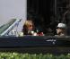 Michael Clarke Duncan et Saffron Burrows en plein tournage de The Locator, le spin-off de Bones, à Miami le 25 février 2011