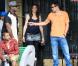 Michael Clarke Duncan, Geoff Stults et Saffron Burrows en plein tournage de The Locator, le spin-off de Bones, à Miami le 25 février 2011