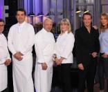 Christian Constant, Jean-François Piège, Thierry Marx, Ghislaine Arabian, Stéphane Rotenberg et Agathe Lecaron, dans Top Chef 2011