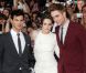Taylor Lautner, Robert Pattinson et Kristen Stewart lors de la promotion à Los Angeles de Twilight : Hésitation en juin 2010 