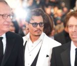 Johnny Depp et Geoffrey Rush lors de la projection de Pirates des Caraïbes, La Fontaine de Jouvence, le samedi 14 mai 2011.