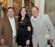 Pierre Hermé, Barbara Rihl et le photographe François Darmigny lors de la vente aux enchères des créations imaginées par des personnalités autour des 50 ans de Sophie la girafe, le 25 mai 2011.
