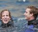 Pierre et Andrea Casiraghi batifolent dans l'eau lors de l'Opération Poséidon, le 27 mai 2011, à Monaco. Le prince Albert est de la partie ! 