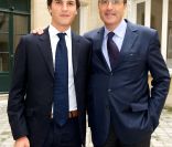 Hubert et Bruno Cromback lors du déjeuner Père & Fils, au Taillevent, à Paris, le mardi 14 juin 2011. 