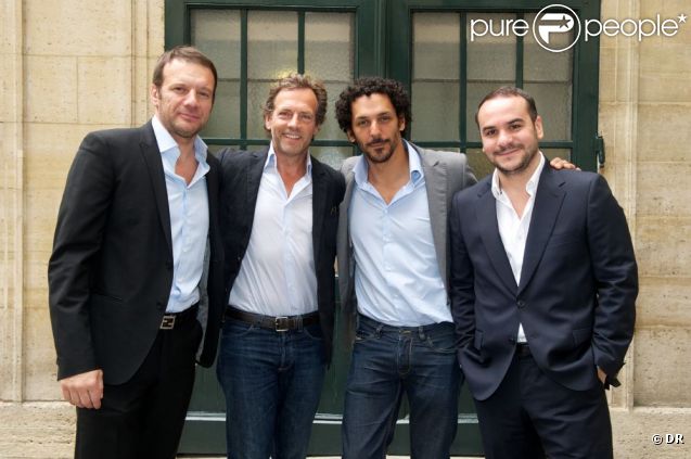 Samuel Le Bihan, Stéphane Freiss, Tomer Sisley et François Xavier Demaison lors du déjeuner Père & Fils, au Taillevent, à Paris, le mardi 14 juin 2011. 