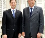 Richard et Gilles Hennessy lors du déjeuner Père & Fils, au Taillevent, à Paris, le mardi 14 juin 2011. 