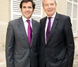 Nicolas et Philippe Houze lors du déjeuner Père & Fils, au Taillevent, à Paris, le mardi 14 juin 2011. 