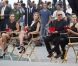 Kim Kardashian, Nina Garcia, Michael Kors et Heidi Klum en tournage de la neuvième saison de  Project Runway , au Battery Park de New York, le 24 juin 2011.