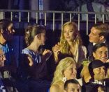 Pierre Casiraghi accompagné de sa douce Beatrice Borromeo assis à côté de sa soeur Alexandra et sa maman Caroline de Hanovre lors du concert évènement de Jean-Michel Jarre donné en l\'honneur du mariage du Prince Albert avec Charlene Wittstock, le 1er