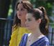 Roxane Mesquida et Leighton Meester sur le tournage de Gossip Girl. A New York, le 7 juillet 2011