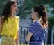 Roxane Mesquida et Leighton Meester sur le tournage de Gossip Girl. A New York, le 7 juillet 2011