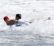 David Beckham à la plage à Malibu avec ses fils Brooklyn, Romeo et Cruz, le 27 août 2011
