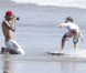 David Beckham à la plage à Malibu avec ses fils Brooklyn, Romeo et Cruz, le 27 août 2011