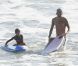 David Beckham à la plage à Malibu avec ses fils Brooklyn, Romeo et Cruz, le 27 août 2011