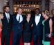 Les producteurs Emile Sherman et Iain Canning, Michael Fassbender, la scénariste Abi Morgan et le réalisateur Steve McQueen lors du tapis rouge du film Shame au festival de Venise le 4 septembre 2011