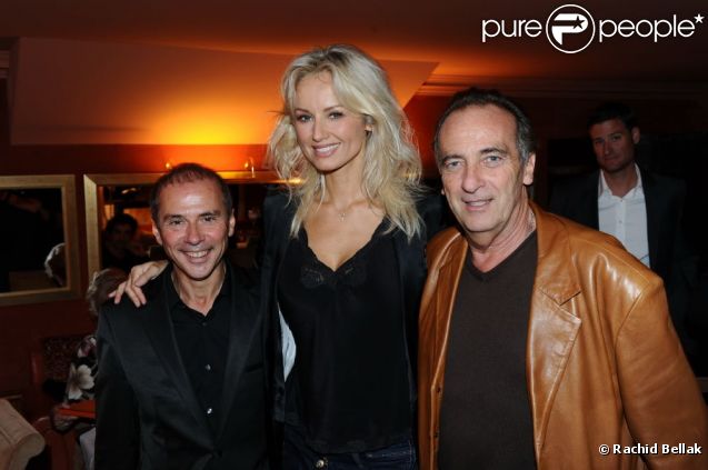 Patrick Goavec, Adriana Karembeu et Yves Lecoq lors de la soirée d'anniversaire d'Adriana Karembeu et de son agent Partick Goavec, au Berkeley, Paris 8ème, lundi 12 septembre 2011
