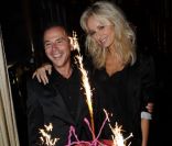 Patrick Goavec et la sublime Adriana Karembeu lors de la soirée d'anniversaire d'Adriana Karembeu et de son agent Partick Goavec, au Berkeley, Paris 8ème, lundi 12 septembre 2011