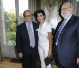 Rachida Dati avec Diego della Valle et Monsieur l\'Ambassadeur lors de la soirée de lancement de la collection Signature de la marque Tod\'s. Ambassade d\'Italie à Paris, le 2 octobre 2011