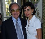 Diego della Valle et Rachida Dati lors de la soirée de lancement de la collection Signature de la marque Tod\'s. Ambassade d\'Italie à Paris, le 2 octobre 2011