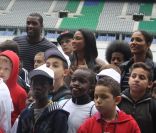 Teddy Riner, Christine Kelly, Christine Arron le 12 octobre 2011 au Stade de France dans le cadre de la journée Le Sport pour Tous organisé par la Fonsation K d\'urgence