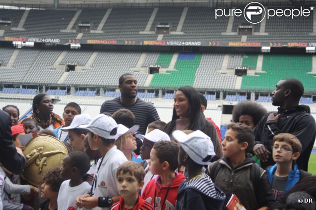 Teddy Riner, Christine Kelly, Ladji Doucouré le 12 octobre 2011 au Stade de France dans le cadre de la journée Le Sport pour Tous organisé par la Fonsation K d'urgence