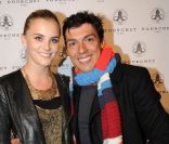 Taïg Khris et sa compagne Petra lors de la soirée d'ouverture de la marque Pourchet à Paris le 13 octobre 2011. Place des Vosges.