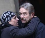 Francis Lalanne et Frédéric Thiriez aux obsèques de Roland Hubert, à Paris, le 18 octobre 2011.