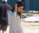 Lily Aldridge en shooting sur une plage de St Barth, le 15 novembre 2011