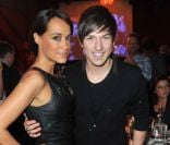 Karine Lima et Quentin Mosimann lors des Trophées de la nuit au Lido à Paris le 28 novembre 2011