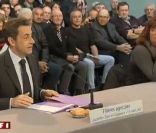 Visite de Nicolas Sarkozy chez la productrice de lait Sophie Poux, mars 2011. Table ronde sur les filières agricoles. 