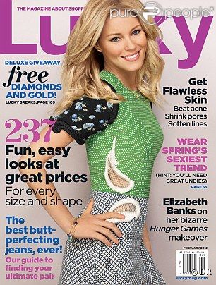 Elizabeth Banks en couverture du magazine Lucky - février 2012 