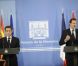 Rencontre entre Nicolas Sarkozy et Mariano Rajoy, chef du nouveau gouvernement espagnol en fonction depuis le 21 décembre 2011, à Madrid, le 16 janvier 2012.