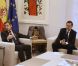 Rencontre entre Nicolas Sarkozy et Mariano Rajoy, chef du nouveau gouvernement espagnol en fonction depuis le 21 décembre 2011, à Madrid, le 16 janvier 2012.