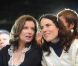 Valérie Trierweiler et Mazarine Pingeot lors du rassemblement de François Hollande au Bourget, le 22 janvier 2012.