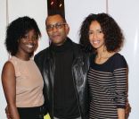 Thierry Desroses entouré de Aïssa Maïga et Sonia Rolland lors de la projection privée de Toussaint Louverture, diffusé en février sur France 2. A Paris, le 18 janvier 2012
