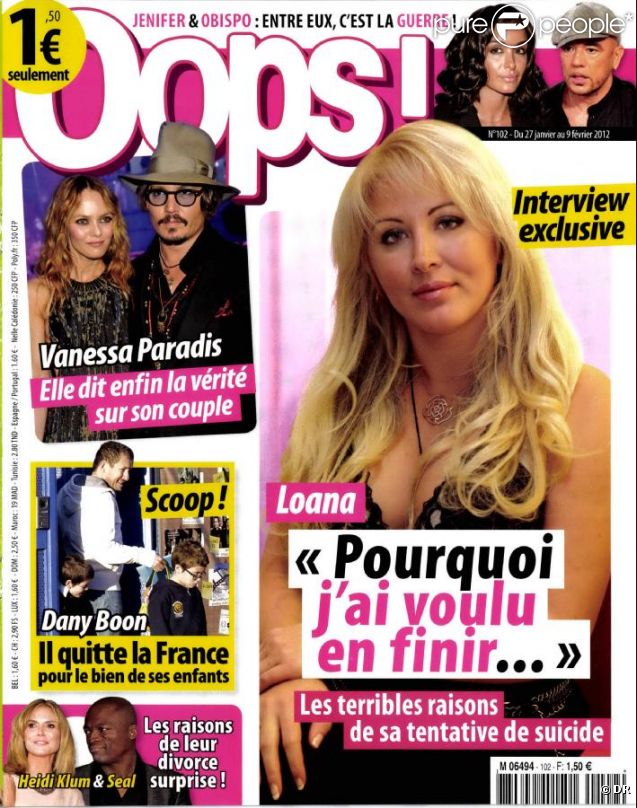 Loana en couverture de Oops! en kiosques le vendredi 27 janvier 2012