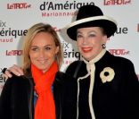 Geneviève de Fontenay et Cécile de Ménibus lors du Prix d'Amérique Marionnaud 2012, à l'hippodrome de Vincennes, le 29 janvier 2012