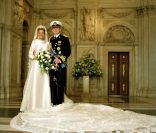 Portrait officiel des mariés. Le prince Willem-Alexander des Pays-Bas et la princesse Maxima se sont mariés le 2 février 2002 à Amsterdam. Le 2 février 2012, ils célébraient leurs noces d'étain.