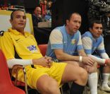 Richard Virenque, Pascal Le Grand Frère et Brahim Asloum le 11 février 2012 au chapiteau de Fontvieille de Monaco pour l'événement Le Show Beach Soccer le Tournoi des célébrités