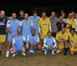 L'équipe de Richard Virenque et Brahim Asloum le 11 février 2012 au chapiteau de Fontvieille de Monaco pour l'événement Le Show Beach Soccer le Tournoi des célébrités