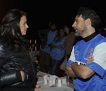 Stéphanie de Monaco et Marco Simone le 11 février 2012 au chapiteau de Fontvieille de Monaco pour l'événement Le Show Beach Soccer le Tournoi des célébrités