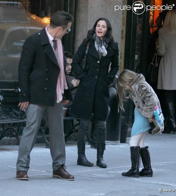 David Arquette et Courteney Cox : Les anciens tourtereaux ont déjeuné au  Balthazar  à SoHo à New York le 13 février 2012 avec leur petite Coco 