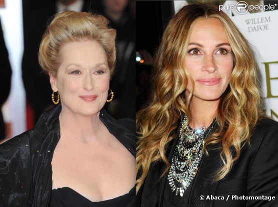 Meryl Streep, en février 2012 à Londres / Julia Roberts, en octobre 2011 à Los Angeles.