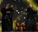 Madonna et Cee Lo Green  lors de son show du Super Bowl le 5 février 2012 à Indianapolis