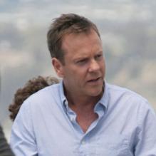 Kiefer Sutherland sur le tournage de la série Touch, à Santa Monica, le jeudi 12 avril 2012.