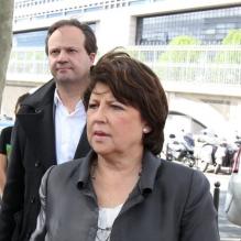 Martine Aubry le 29 avril 2012 lors du meeting de François Hollande au palais omnisport de Paris Bercy